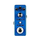 Fame LEF-315 Dumbler Overdrive Effektpedal, Kompakter Gitarrenverzerrer, Volume Tone Gain Regler, LED-Anzeige, True Bypass, Ideal für cremigen Crunch, tighten Boost