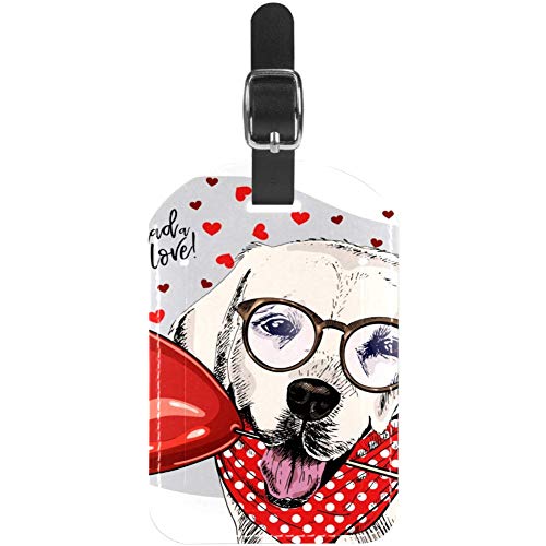 Gepäckanhänger mit roten Punkten, Schal, Hundebiss-Herz, Ballon, Leder, Reisekoffer, Etiketten, 1 Packung