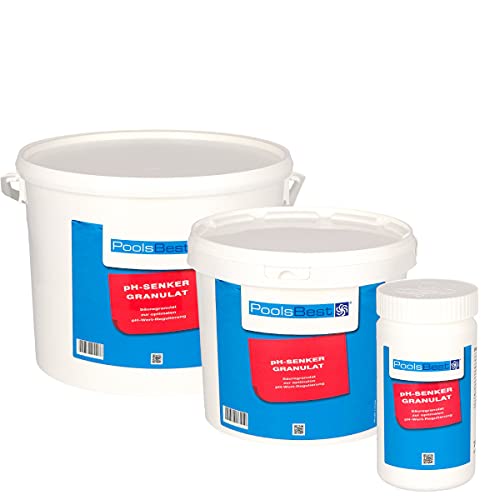 POOLSBEST® 5 kg pH Senker Granulat für Pools - wirksames Granulat inklusive Messbecher - pH Minus zur optimalen pH-Wert Stabilisierung