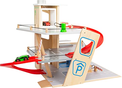 small foot Parkhaus Premium, über 3 Ebenen mit Rampe, Parkhaus für Kinder aus Holz, Rollenspielzeug, 11676