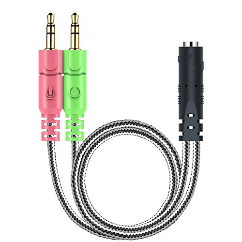 MillSO 3,5mm Klinke Adapter - Y Splitter Audio Kabel mit Separater Mikrofon und Kopfhörer Stecker für PC, PS4 Gaming Headset - 20CM Schwarz