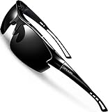 SIPLION Herren Sonnenbrille UV400 Schutz Polarisiert Superleichtes Rahmen 502 BLACK CAT 3 CE