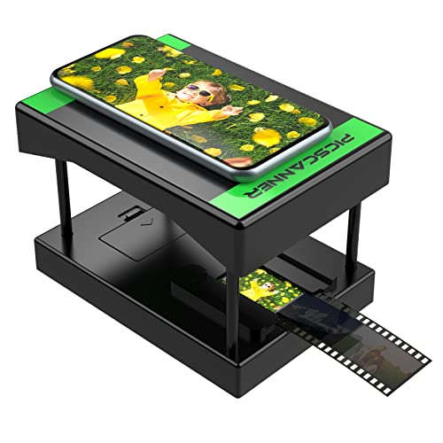 Rybozen Scanner- Scannen und Speichern Sie Ihre 24x36 mm Negative und Dias mit Ihrer Smartphone-Kamera, Der Faltbare und tragbare Scanner ist mit LED-beleuchteter Beleuchtung ausgestattet (Schwarz)