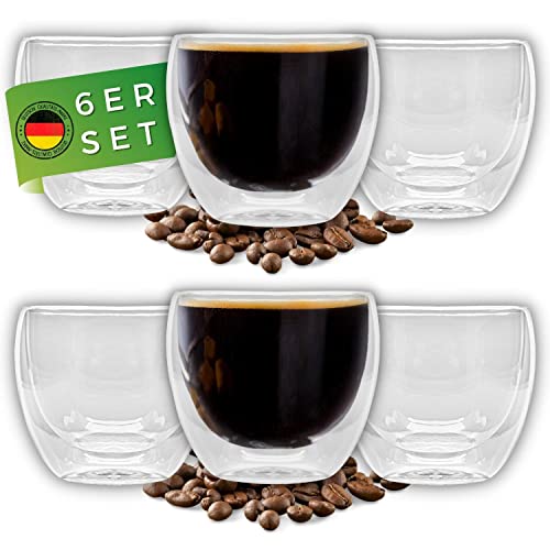 Felino® Latte Macchiato Gläser doppelwandige Thermogläser Set [6 Stück] [350 ml] Glas Tassen groß für Cappuccino, Kaffee, Espresso