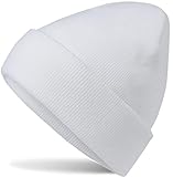 HatStar Wintermütze | Damen Beanie Mütze | Herren Feinstrick Beanie | für Frauen Männer Unisex | Cuffed Hats Weich & Warm (Weiss)