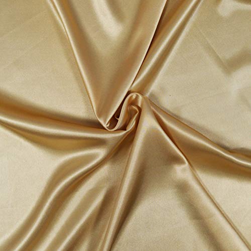 Satin Stoff Stoff 3 Meter Stoff Flauschig Satin Stoff Polyester / Elasthan - wunderschöne Qualität - Stoff für Kleid, Rock oder Tunika (Goldfarben)