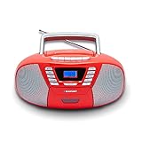 Blaupunkt B 120 RD tragbarer CD Player mit Bluetooth | Kassettenrekorder | Hörbuch Funktion | CD-Player mit USB | kleines CD-Radio | Aux In | PLL UKW Radio | Radio mit CD Spieler | Rot