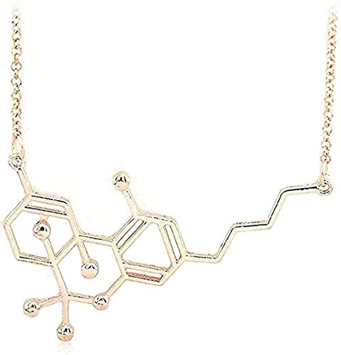 ZGYFJCH Co.,ltd Halskette Mode chemische Halskette THC Molekül Struktur Formel Anhänger Anhänger Halskette Freund Geschenk für Männer und Frauen Schwarzgold