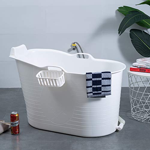 Mobile Badewanne, Ideal für das kleines Badezimmer, 97x52x65cm, Stylisch und Stimmungsvoll (white)
