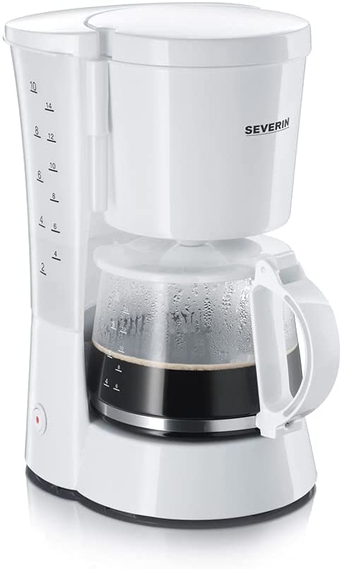 SEVERIN Kaffeemaschine, Für gemahlenen Filterkaffee, 10 Tassen, Inkl. Glaskanne, KA 4478, Weiß