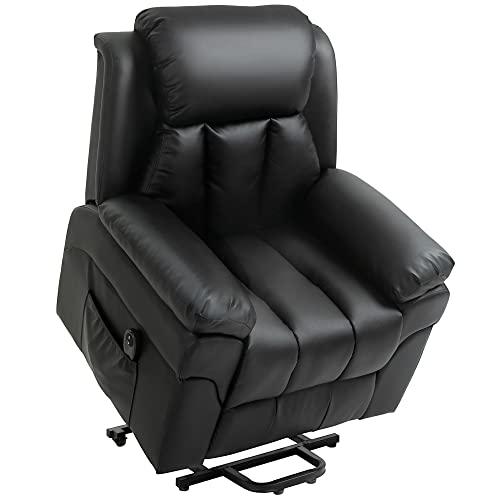 HOMCOM Elektrischer Fernsehsessel Sessel mit schlaffunktion und liegefunktion Aufstehsessel Relaxsessel Sessel mit Aufstehhilfe, Schwarz, 96 x 93 x 105 cm