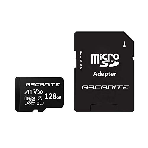 ARCANITE 128 GB microSDXC-Speicherkarte mit SD-Adapter — A1, UHS-I U3, V30, 4K, C10, microSD, maximale Lesegeschwindigkeit von 90 MB/s