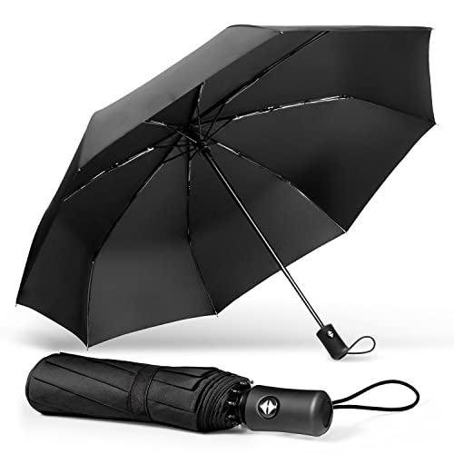 TechRise Regenschirm Taschenschirm mit Einhändiger Auf-Zu-Automatik Kompakt Stockschirm Transportabel für Reise