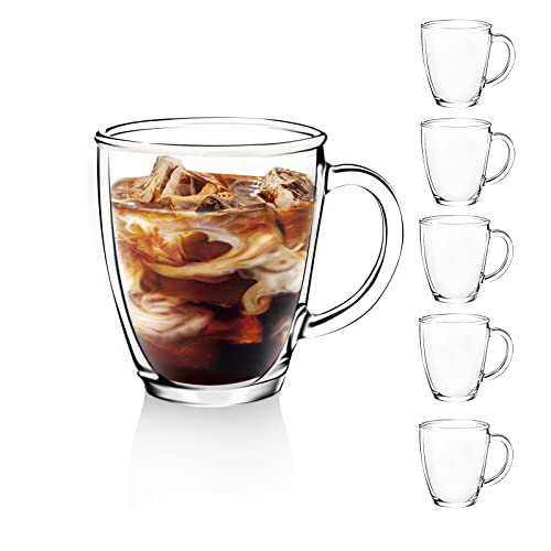 [6-Stück,350ml] DESIGN•MASTER - Latte Macchiato Gläser mit Henkel, Kaffeeglas/Teeglas, Hält lange warm, Perfekt für Latte, Cappuccino, Americano, Tee und Getränke.