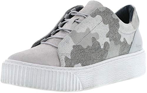 ONLINE SHOES Damen Sneaker Plateau Camouflage Silber/schwarz, Größe:39, Farbe:Silber