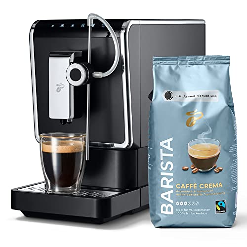 Tchibo Kaffeevollautomat Esperto Pro mit One Touch Funktion, inkl. 1kg Barista Caffè Crema für Caffè Crema, Espresso, Cappuccino und Milchschaum, Anthrazit