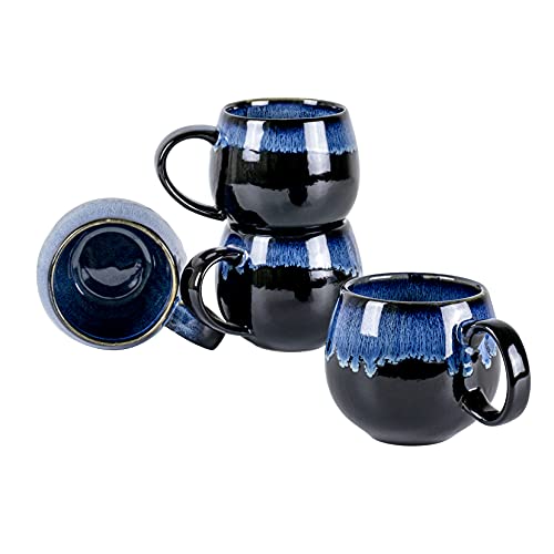 Tassen Set Porzellan, UNICASA Porzellantassen 4-Piece Ceramic Mug Set, Geschirr Tasse Becher für 4 Personen Blau - Kaffeebecher Set 4er
