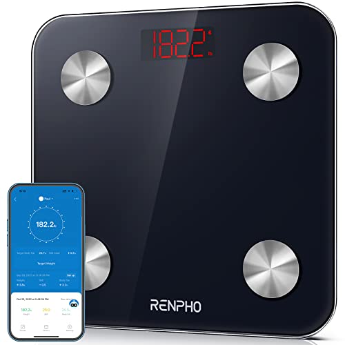 RENPHO Körperfettwaage, Bluetooth Körperanalysewaage mit App, Fitness Waage, Smart Personenwaage zur Analyse der Körperzusammensetzung, BMI, Muskelmasse, Wasser, Protein