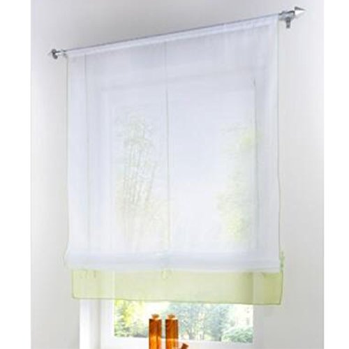 SIMPVALE Raffrollo Gardinen Voile römischen Raffgardinen Schatten Transparent Vorhang für Balkon und Küche (grün, Breite 80cm / Höhe 155cm)