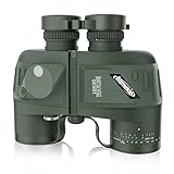 Aomekie Fernglas mit Entfernungsmesser Nachtsicht Kompass 10X50 Ferngläser Feldstecher Wasserdicht BAK4 FMC mit Tasche und Gurt