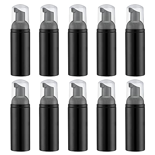 Livfa 60 ml schäumender Kunststoff Pumpflasche Schaumspender, nachfüllbar Leere Schaumseifenspender Flasche Mini(10 Stück, schwarz)