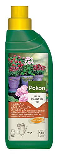 Pokon Balkon- und Kübelpflanzen Flüssigdünger, Qualitäts-Dünger für alle Blühpflanzen auf Balkon und Terrasse, 500 ml