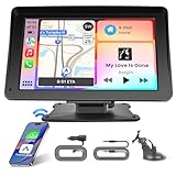 Hikity Wireless Carplay Autoradio mit Bildschirm Wireless Android Auto Radio mit 7 Zoll Touch Display Bluetooth Car Radio mit FM-Sender AUX+64GB TF