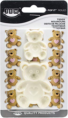 PME 1102EP004 JEM Pop It-Motivform Teddybär zum Dekorieren von Torten, Sortiment 2 kleine Größen, Kunststoff, Ivory, 5 x 2 x 6 cm