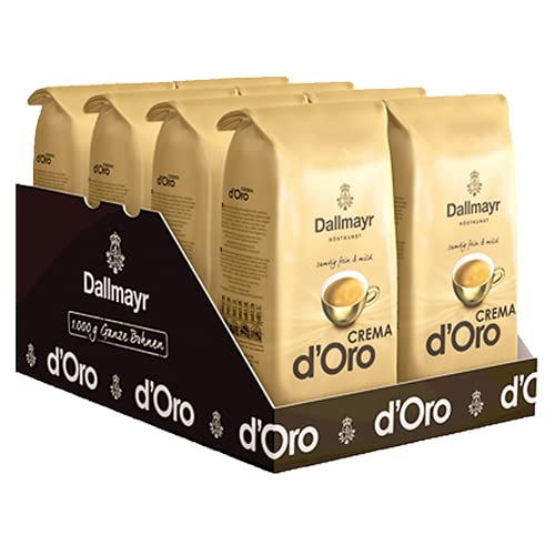 Dallmayr Crema d'Oro SAMTIG, MILD & FEIN Kaffee Ganze Bohne 8er Pack (8x1000g) - Arabica