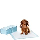 Amazon Basics Trainingspads für Hunde und Welpen, auslaufsicheres 5-lagiges Design mit schnell trocknender Oberfläche, Normal (50Stück), Blau