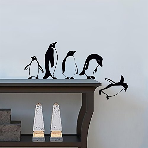 Pinguine   Springen   fliegend   komisch Vinyl Wandaufkleber Dekor Decal Mural KItchen Haustiere