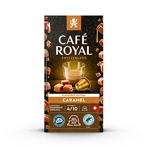 Café Royal Caramel Flavoured 100 Kapseln für Nespresso Kaffee Maschine - 4/10 Intensität - UTZ-zertifiziert Kaffeekapseln aus Aluminium