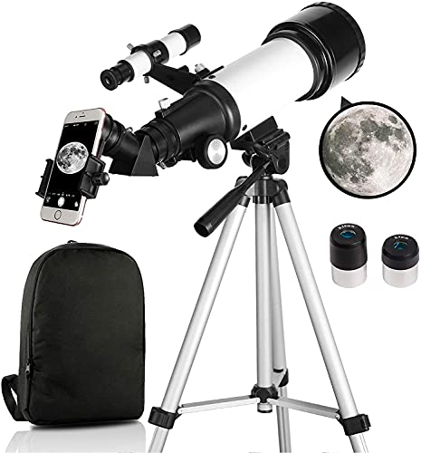 OYS Teleskop, Teleskope für Erwachsene, 70 mm Apertur, 400 mm AZ-Halterung, Teleskop für Kinderanfänger, vollständig mehrschichtige Optik, Astronomie-Refraktor mit Stativ, Telefonadapter, Rucksack