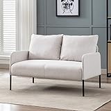 Wahson Sofa 2 Sitzer Couch mit Lehne, gepolsterter Sessel Loungesofa Stoffsofa Metallrahmen, Doppelsofa für Wohnzimmer Empfang Café 120 x 76.5 x 80 cm