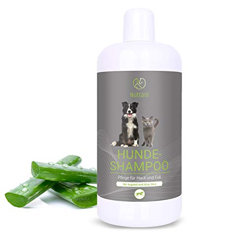 Nutrani Hundeshampoo 500 ml mit Arganöl und Aloe Vera – Pflegendes Hunde Shampoo für Sensible Haut und glänzendes Fell – pH-neutral, feuchtigkeitsspendend und rückfettend