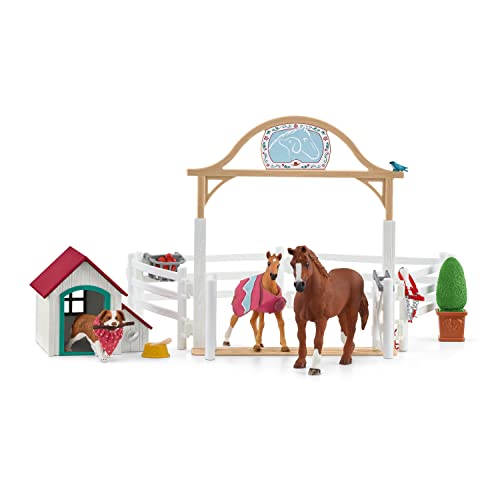 Schleich 42458 Horse Club Spielset - Horse Club Hannahs Gastpferde mit Hündin Ruby, Spielzeug ab 5 Jahren, 19 x 24.5 x 19 cm