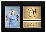 Erling Haaland Autogramm Manchester City signiertes Foto gedruckt Geschenke Man City A4 gedruckt Autogramm Foto Reproduktion Print Bild Display Nr. 123 schwarz