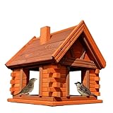 VOGELHAUS aus Holz Vogelhäuschen Vogelhäuser Vogelfutterhaus (Braun+Erle)