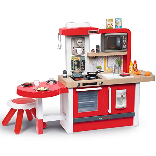 Smoby 312302 - Tefal Evo Gourmet Küche – XXL-Spielküche für Kinder mit vielen Funktionen, große Sitzecke mit Hocker, 43 tgl. Zubehör, für Kinder ab 3 Jahren, rot