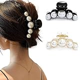 Runmi Haarklammern Schwarz Haarspangen Haarspangen Perlen Haarklammern Haarschmuck für Frauen und Mädchen (2 Stück) (A)
