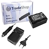 Trade-Shop 2in1 Set: Kamera Li-Ion Akku 1800mAh + Ladegerät mit KFZ Adapter kompatibel mit Panasonic H-100 T-50 T-70 S-50 ersetzt VW-VBK180 VW-VBK180EK