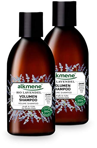 alkmene Volumen Shampoo mit Bio Lavendel - Haarshampoo für feines & plattes Haar - veganes Shampoo ohne Silikon, Parabene, Mineralöl, SLS & SLES - Haarpflege im 2er Vorteilspack (2x 250 ml)