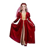 Mittelalterlich Retro Stil Prinzessin Kleid für 4-12 Jahre Mottoparty Karneval Halloween Anziehpartys Cosplay 100-152cm