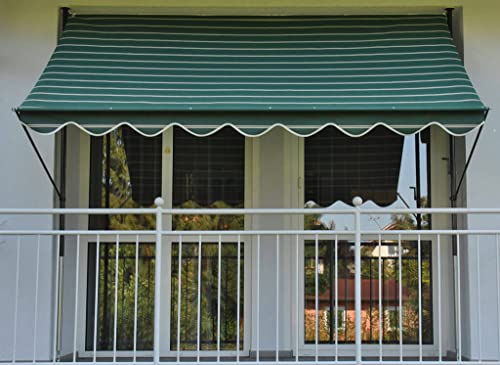 Angerer Klemmmarkise Exklusiv - Markise für Sonnenschutz und Regenschutz - Montage ohne Bohren und Dübeln - ideale Balkonmarkise für Mietwohnungen (200 cm, Grün)