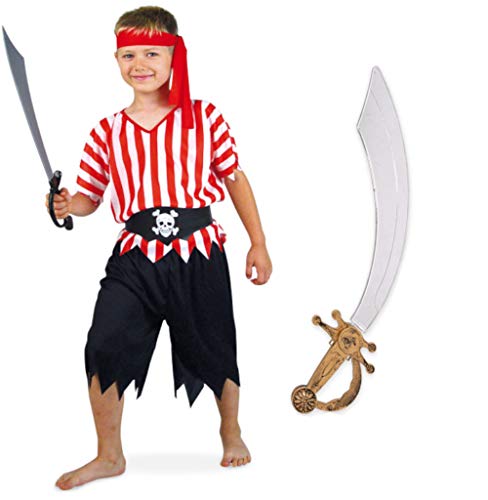 KarnevalsTeufel Piraten Set Kinder Kostüm und Spielzeugsäbel Verkleidung Seeräuber (116)