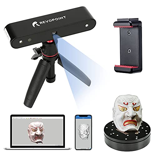 Revopoint POP 3D-Scanner Set mit Handyhalter und Drehscheibe 0,3mm Genauigkeit 8fps Desktop- und Handheld-Scanner mit Gesichts- und Körperscanmodi für 3D-Farbdruck