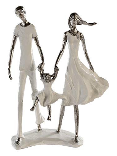 Casablanca modernes Design Skulptur „Family“, weiß/Silber, Polyresin