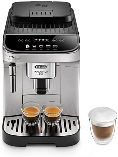 De'Longhi Magnifica Evo ECAM 292.33.SB Kaffeevollautomat mit Milchaufschäumdüse,5 Direktwahltasten für Espresso,Kaffee und weitere Kaffeespezialitäten,intuitives Bedienfeld,2-Tassen-Funktion, Silber