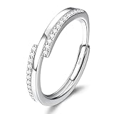 JeweBella Damen Ringe Silber 925 Zirkonia Ring Verstellbar Eheringe Verlobungsring Trauringe Minimalistisch Ringe Frauen Silber/Gold