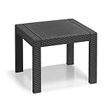 Allibert Victoria Kunststoff Tisch, grafit/cool grau, 59 x 59 x 43 cm, robuste Garten Esstische, Kunststoff Tisch in Holzoptik